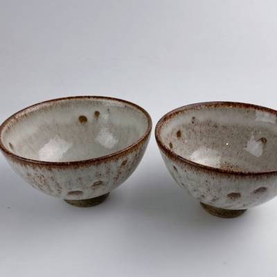 White-brown bowls set of 2