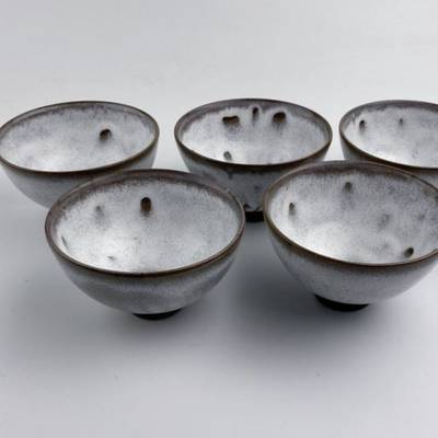 White-blue bowl set of 5