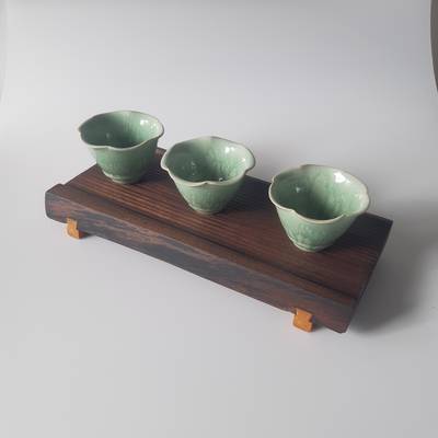 Tea Tray with Three Cups